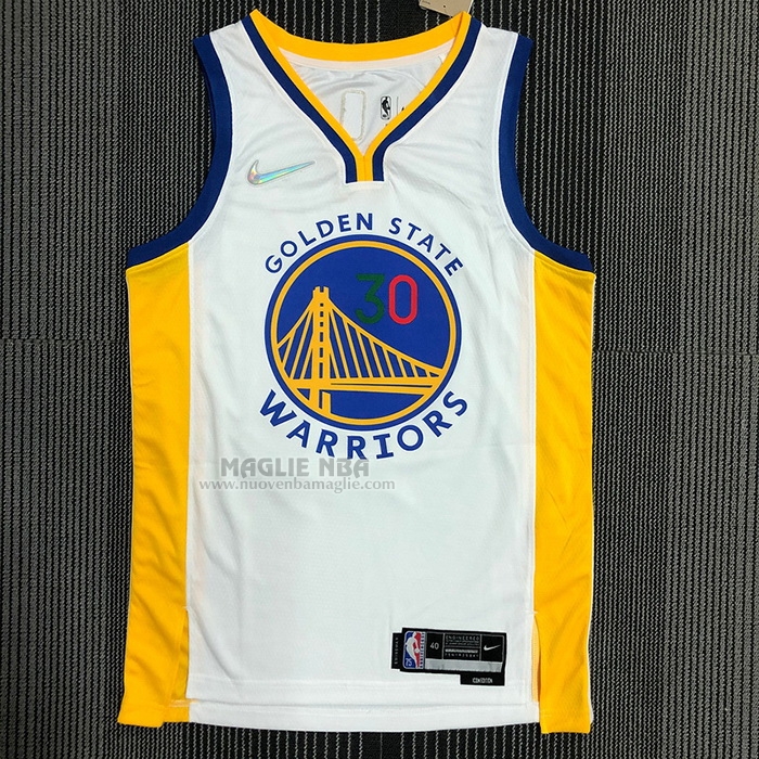 Maglia
 Stephen Curry NO 30 Golden State Warriors Slam Dunk Special Mexico Edition 2022 Bianco
